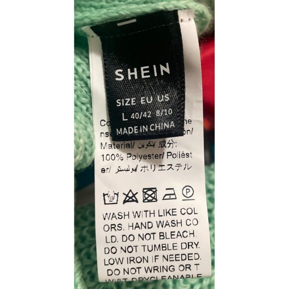 Shein Womens Sage Green Knit V-Neck Wrap Sweater Long Sleeves Size L Comfort Str - Picture 4 of 4